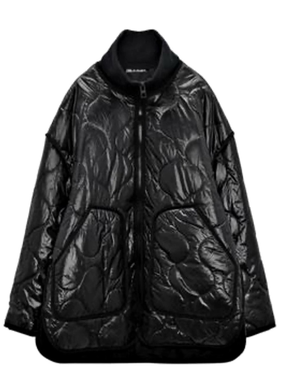 ZARA Quilted Pocket Jacket Black Puffer XS High Neck